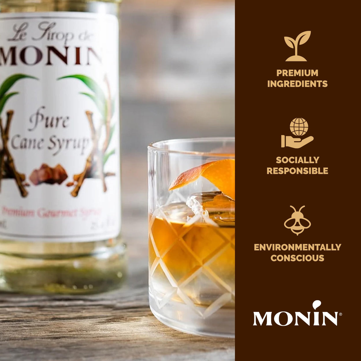 Monin Pure Cane Syrup dissolving instantly in tea for a smooth finish