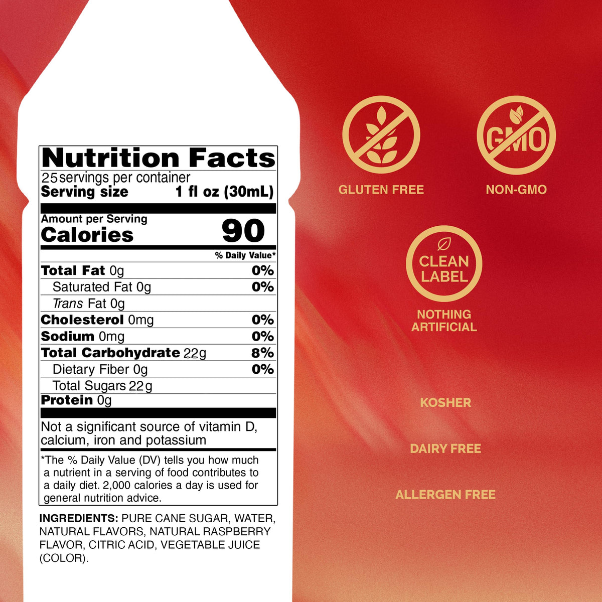 Pouring Monin Raspberry Syrup into a glass to elevate beverages.
