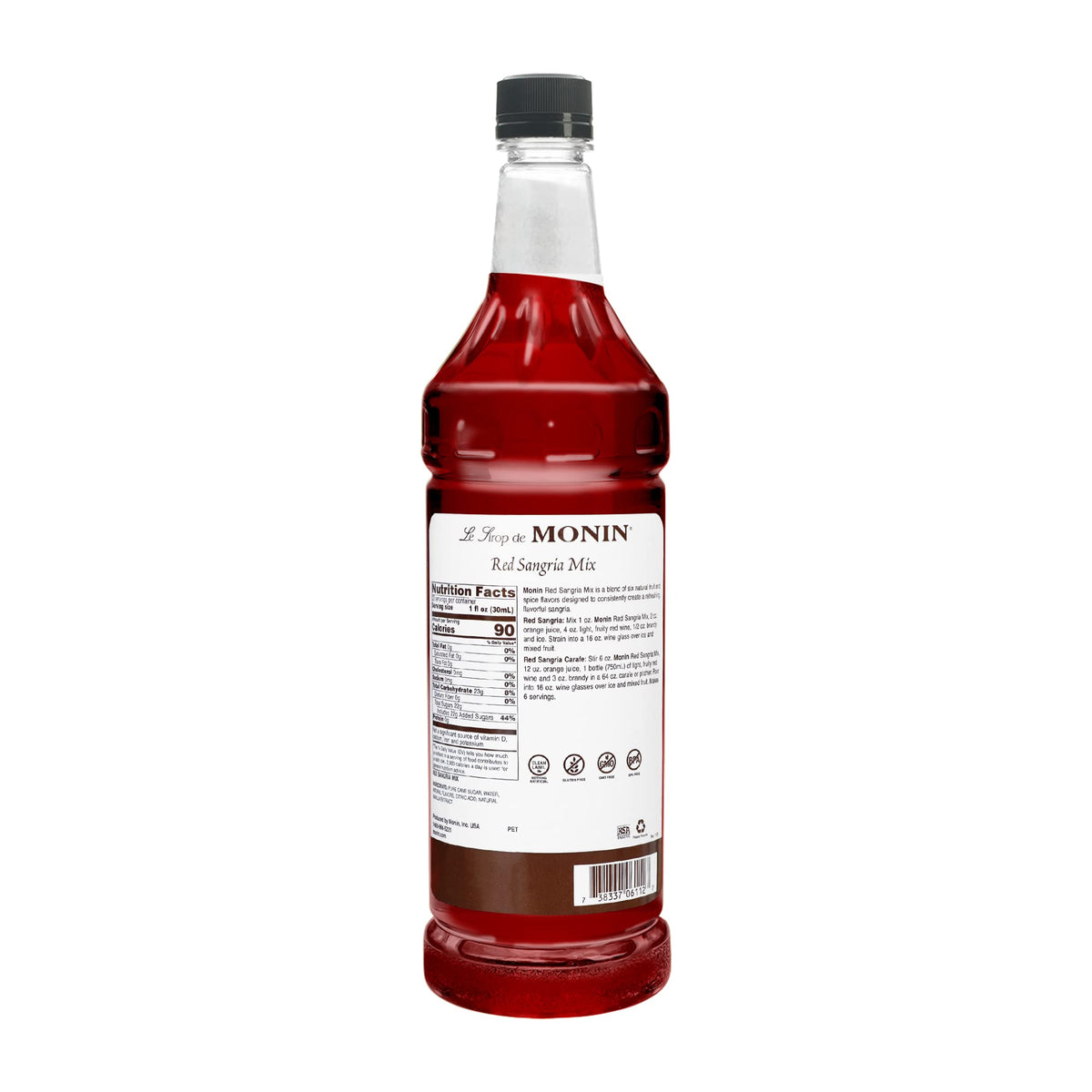 Monin Red Sangria Mix being poured into a glass for consistent sangria