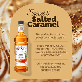 Monin Salted Caramel Syrup latte with creamy foam topping