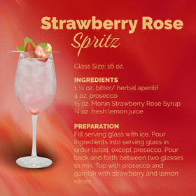 Monin Strawberry Rose Syrup dispenses easily for barista-style drinks.