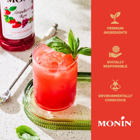 Monin Strawberry Rose Syrup lemonade creates refreshing at-home beverages.