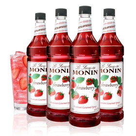 Monin Strawberry Syrup 1-liter bottle ready for cocktails and teas.