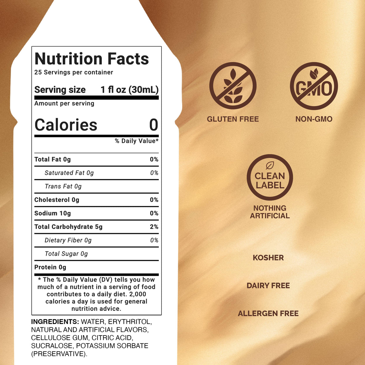 Monin Sugar Free Caramel Syrup latte shot showing mild caramel notes