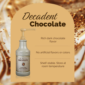 Monin Sugar Free Dark Chocolate Sauce swirl in a coffee mug