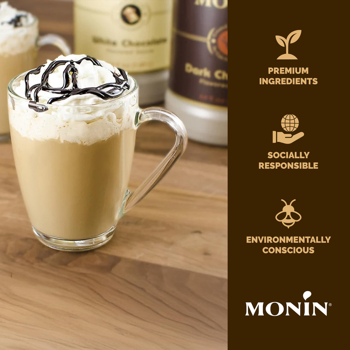 Monin Sugar Free Dark Chocolate Sauce used as a fruit dip