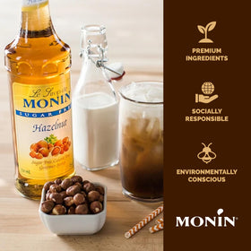 Monin Sugar Free Hazelnut Syrup with smoothie ingredients for a tasty boost