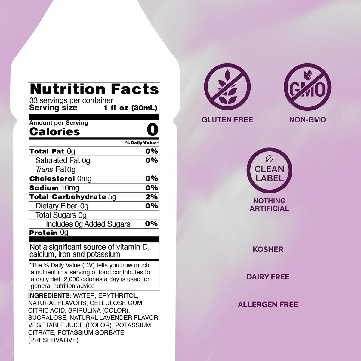 Monin Lavender Syrup pour depicts semi-sweet flavor for lemonades and sodas.
