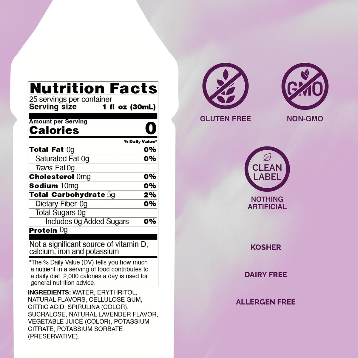 Monin Lavender Syrup being poured to color lemonade with a soft violet tint.