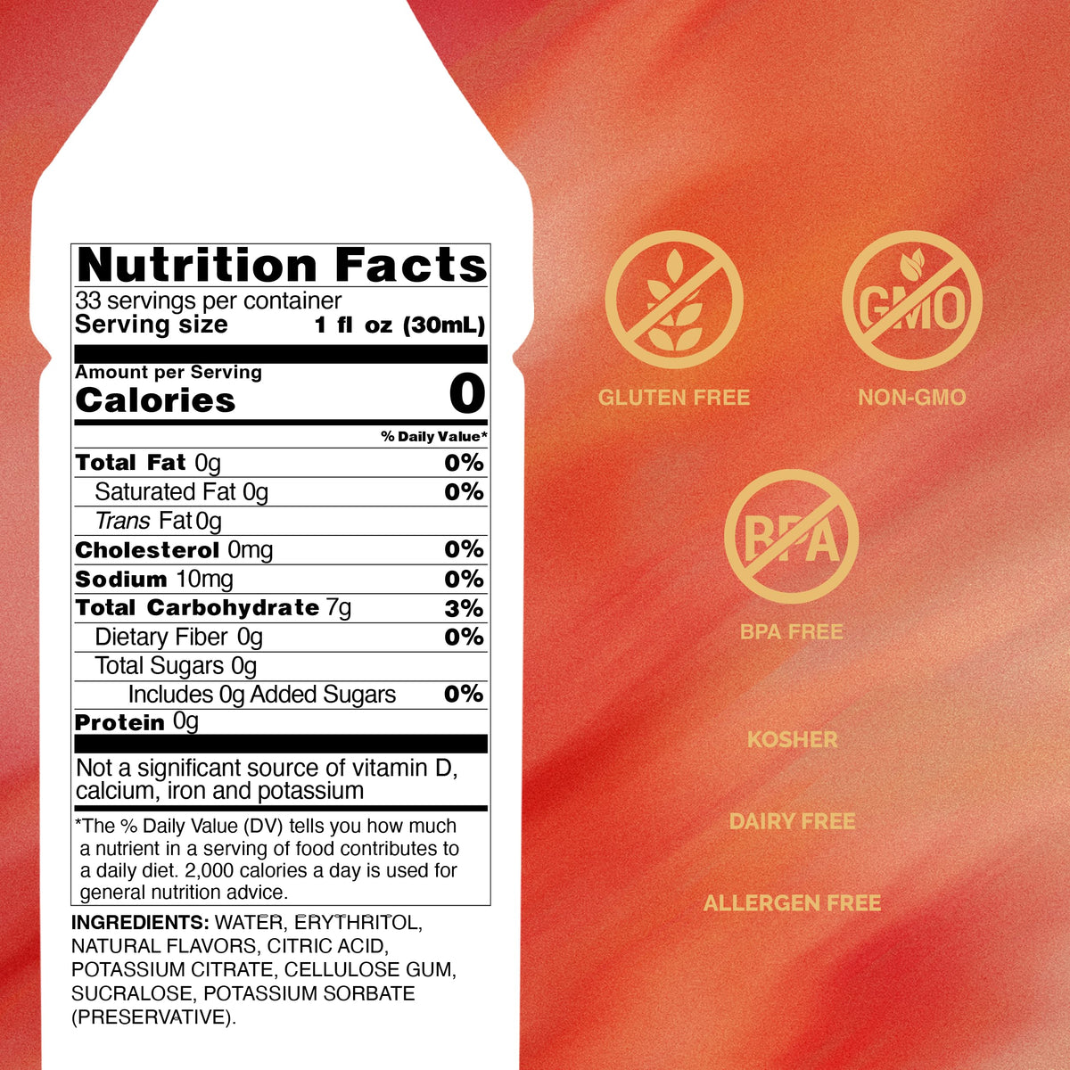 Monin Sugar Free Pomegranate Syrup being poured, highlighting bold flavor for drinks.