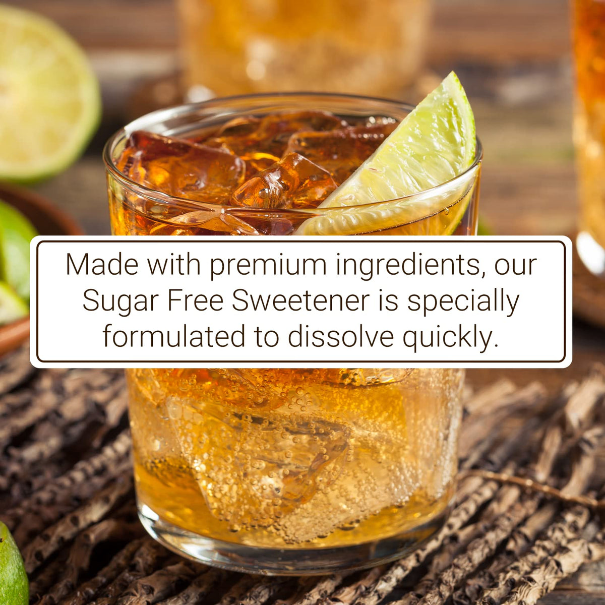 Monin Sugar-Free Sweetener green packaging bottle highlights eco-friendly packaging.
