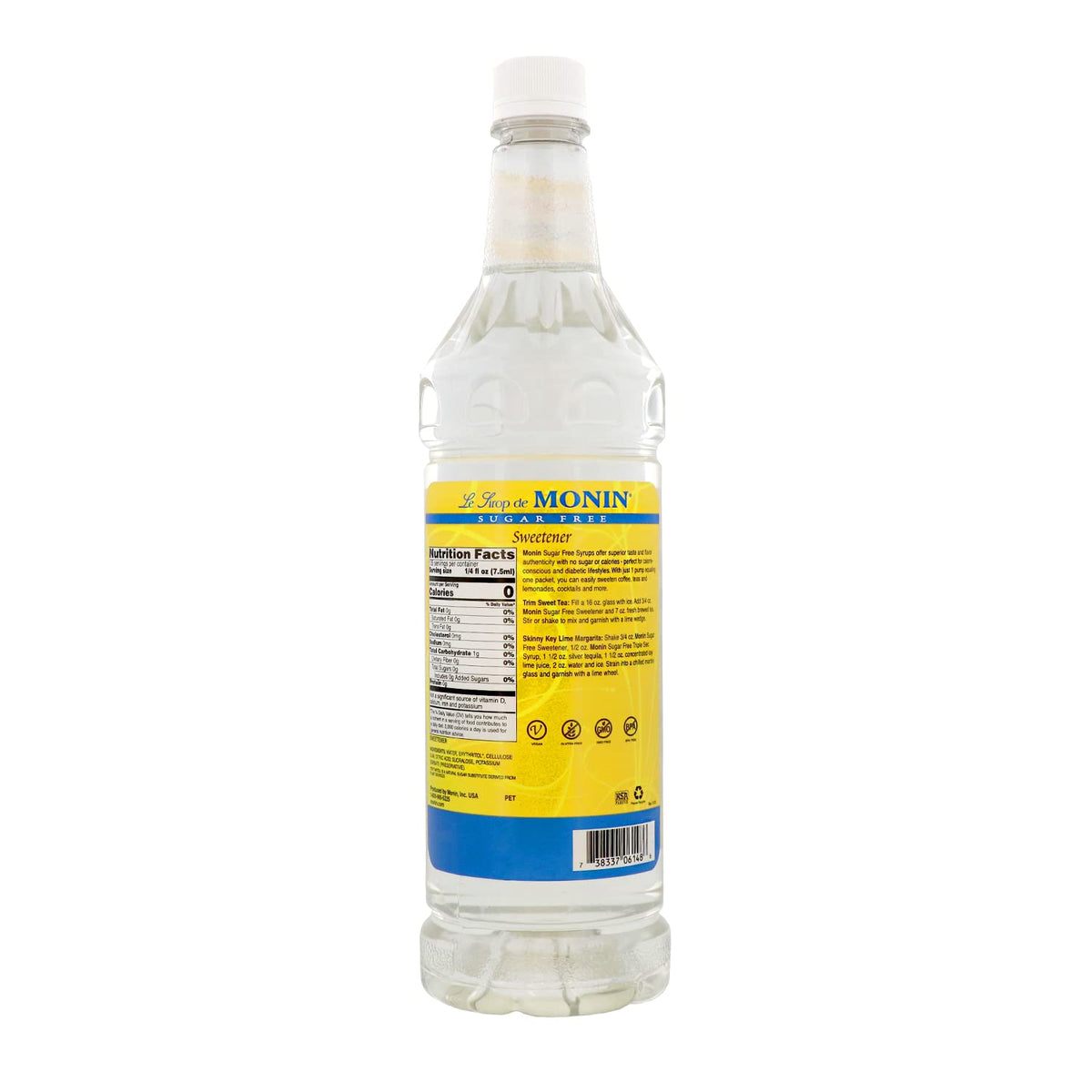 Close-up of Monin Sugar-Free Sweetener in tea, delivering balanced sweetness.