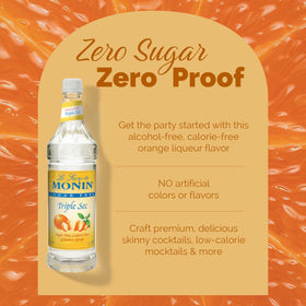 Monin Sugar Free Triple Sec syrup in a cocktail setup ready for skinny drinks.