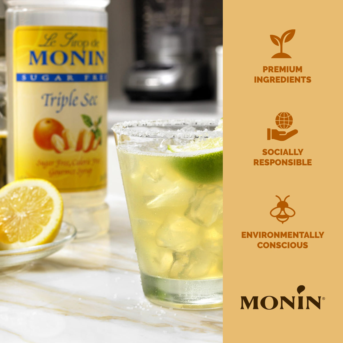 Monin syrup drizzle over mocha for citrus twist without added sugar.