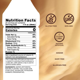 Monin Sugar Free White Chocolate syrup being poured into a latte