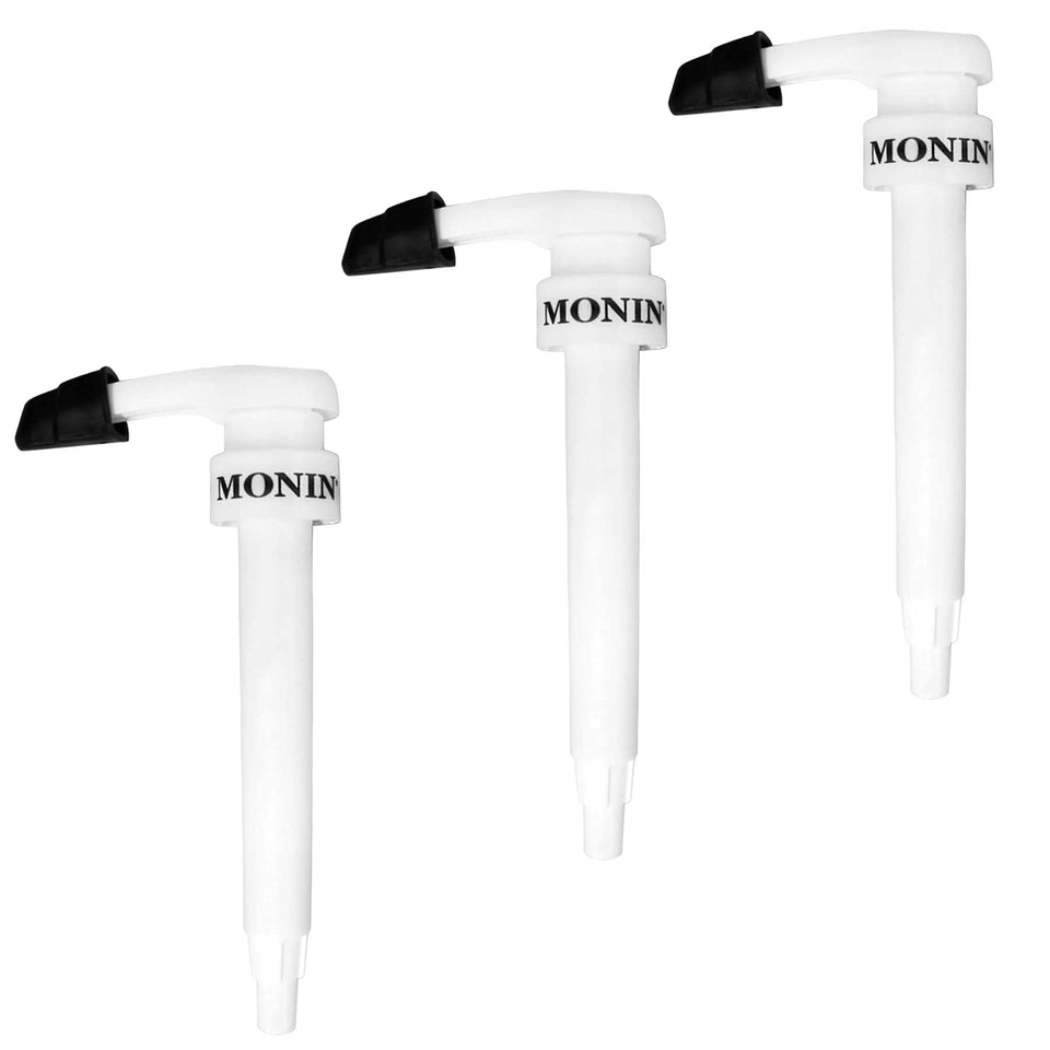 Monin syrup pump for 1L bottles with secure fit and leak-proof performance.