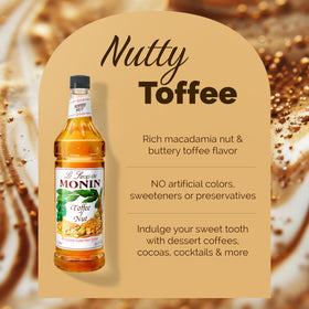 Monin syrup drizzle over dessert for a luxurious finish.