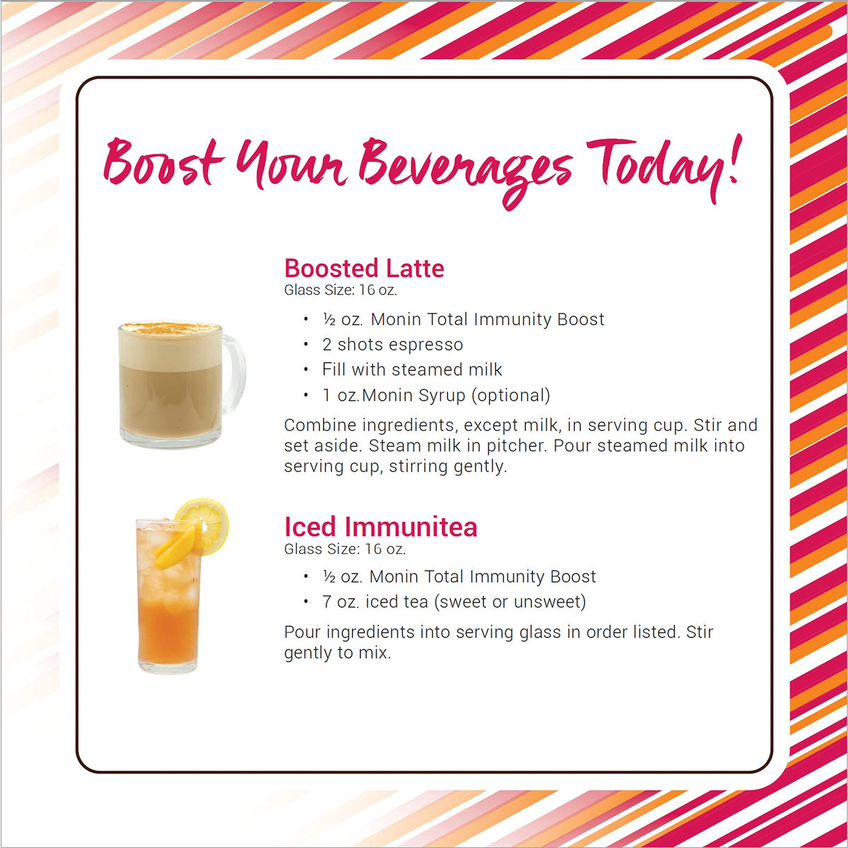 Monin Total Immunity Boost in cold brew coffee for subtle immune-supporting flavor