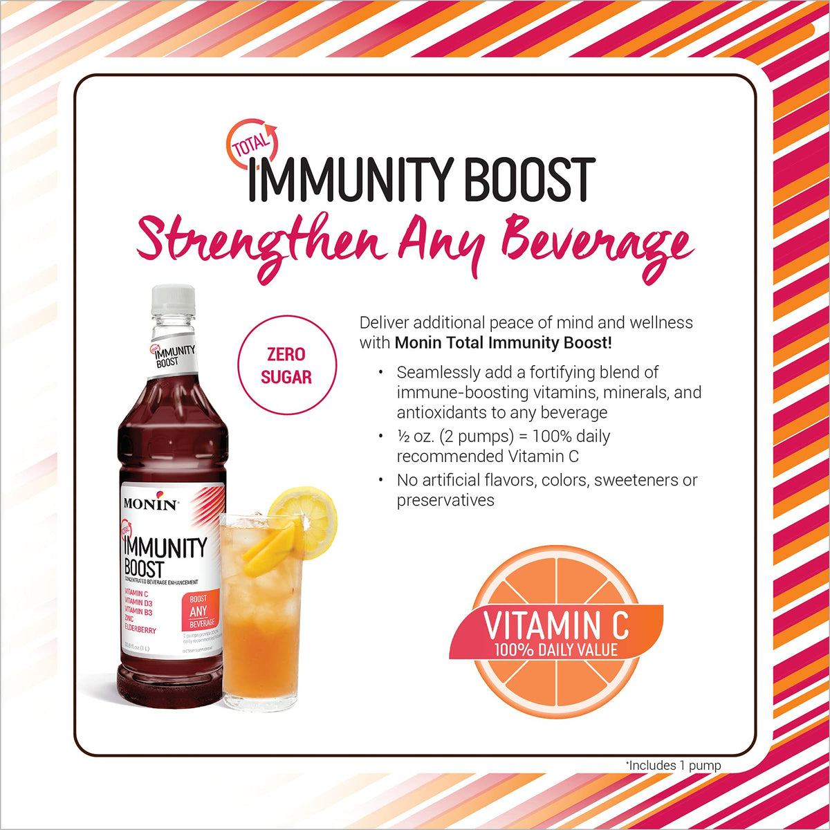 Monin Total Immunity Boost lemonade mix addition for a refreshing boost