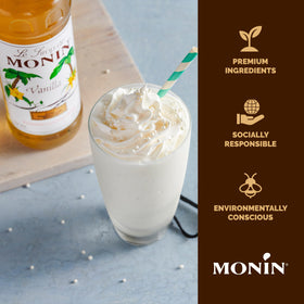 Latte featuring Monin Vanilla Syrup for café‑quality sweetness at home.
