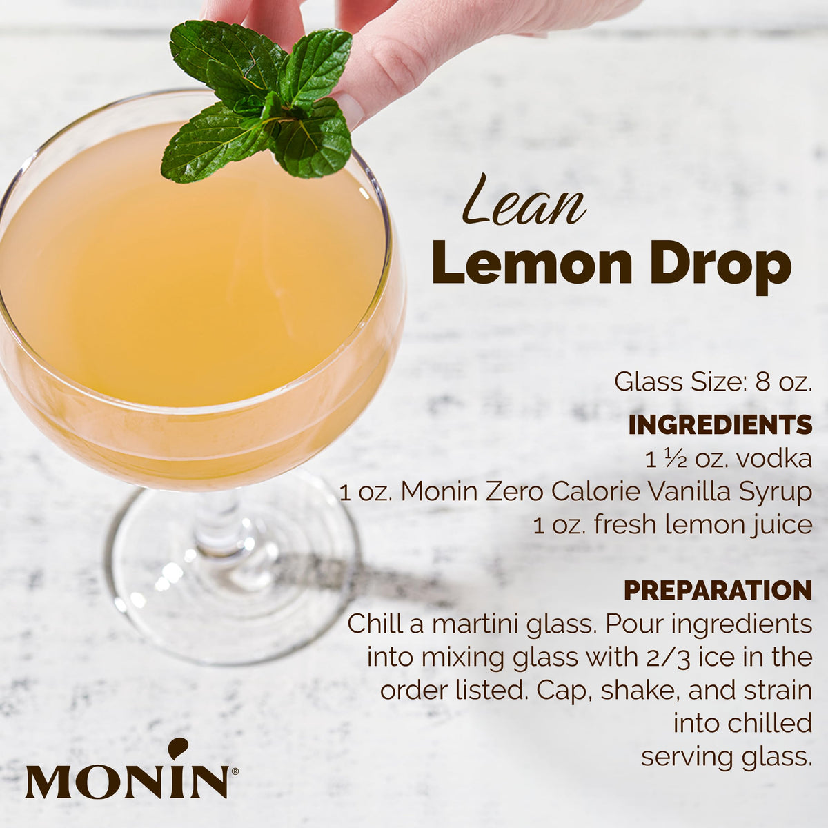 Monin Vanilla Zero Calorie latte steam showcases smooth vanilla flavor