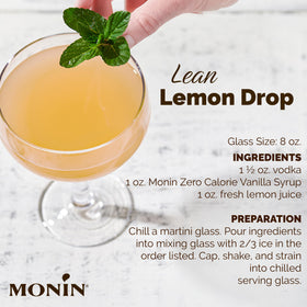 Monin Vanilla Zero Calorie latte steam showcases smooth vanilla flavor