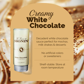 Monin White Chocolate Sauce dessert drizzle enriches pastries with silky notes