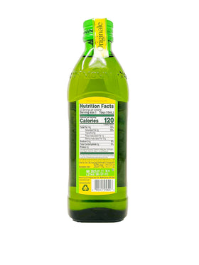 Monini Extra Virgin Olive Oil bottle pour close-up for drizzling.