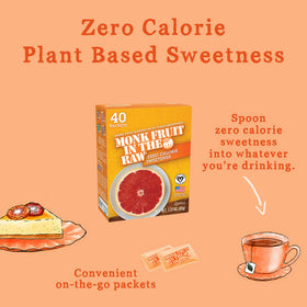 Monk Fruit In The Raw coffee application demonstrates sugar-free sweetness in cups.