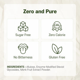 MONKSHUSHU Allulose Syrup label highlights natural ingredients like monk fruit