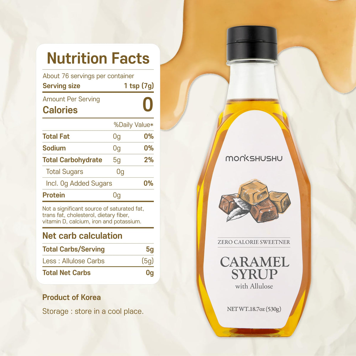 MONKSHUSHU syrup added to coffee for smooth, sugar-free caramel flavor