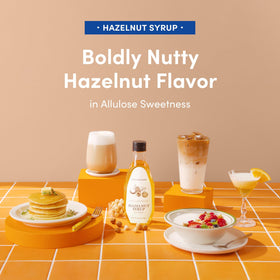 MONKSHUSHU Hazelnut Allulose Syrup drizzled over yogurt for flavor