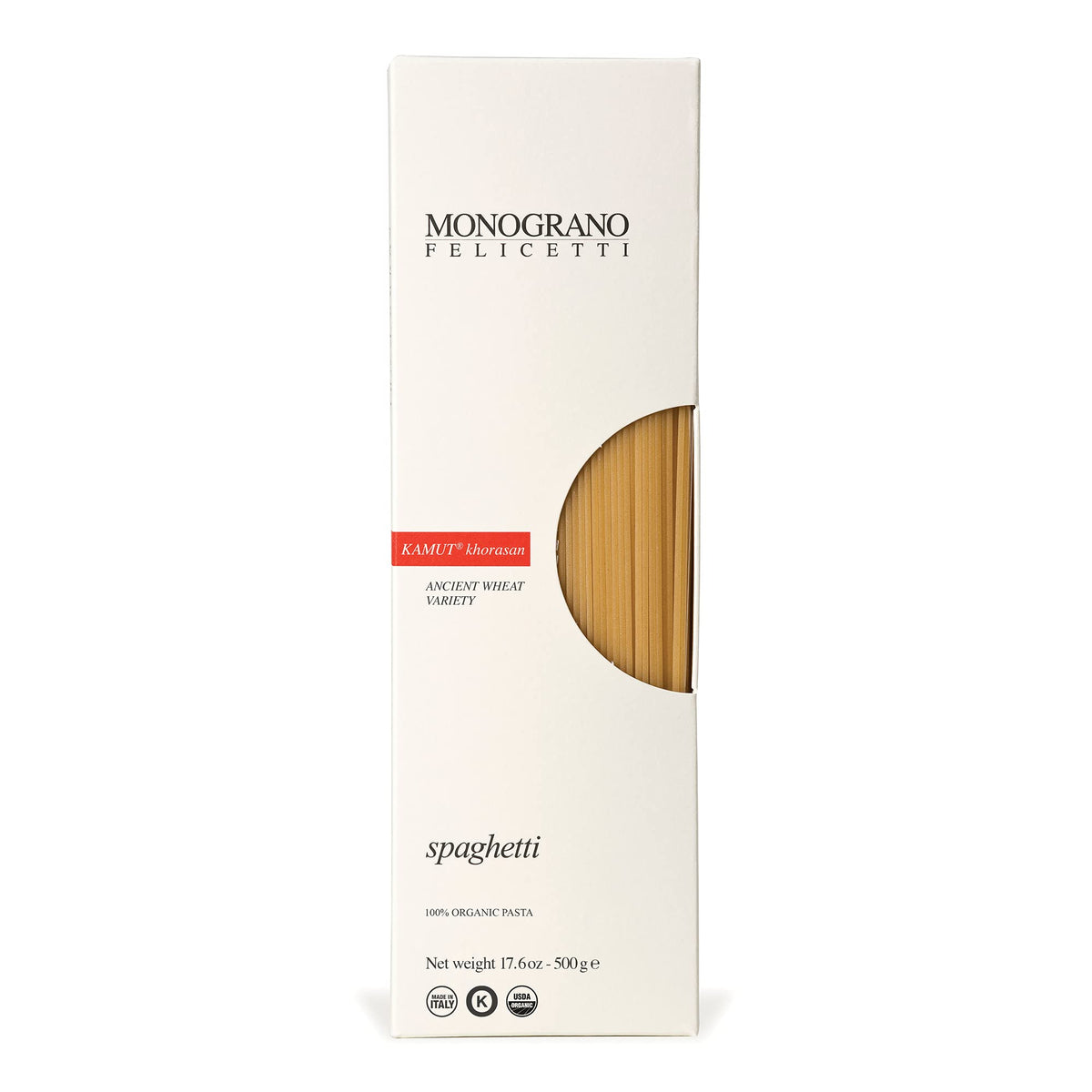 Monograno Felicetti Kamut Spaghetti pack, premium, organic pasta for authentic Italian meals