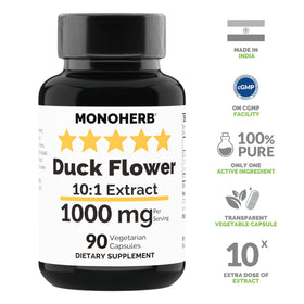 MONOHERB Duck Flower Extract capsules—transparent veggie capsules for easy swallowing.