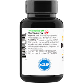 MONOHERB Duck Flower Extract packaging label—cGMP-certified production for quality assurance.