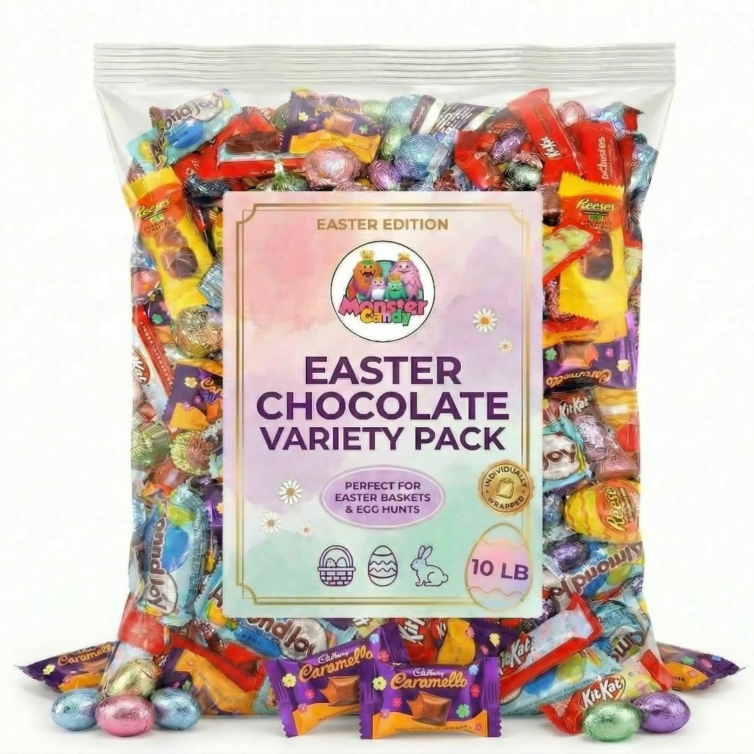 Monster Candy bulk chocolate assortment 10lb with individually wrapped pieces for Easter baskets