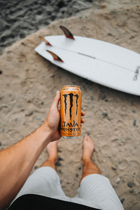 Monster Energy blend label highlights caffeine-packed performance.