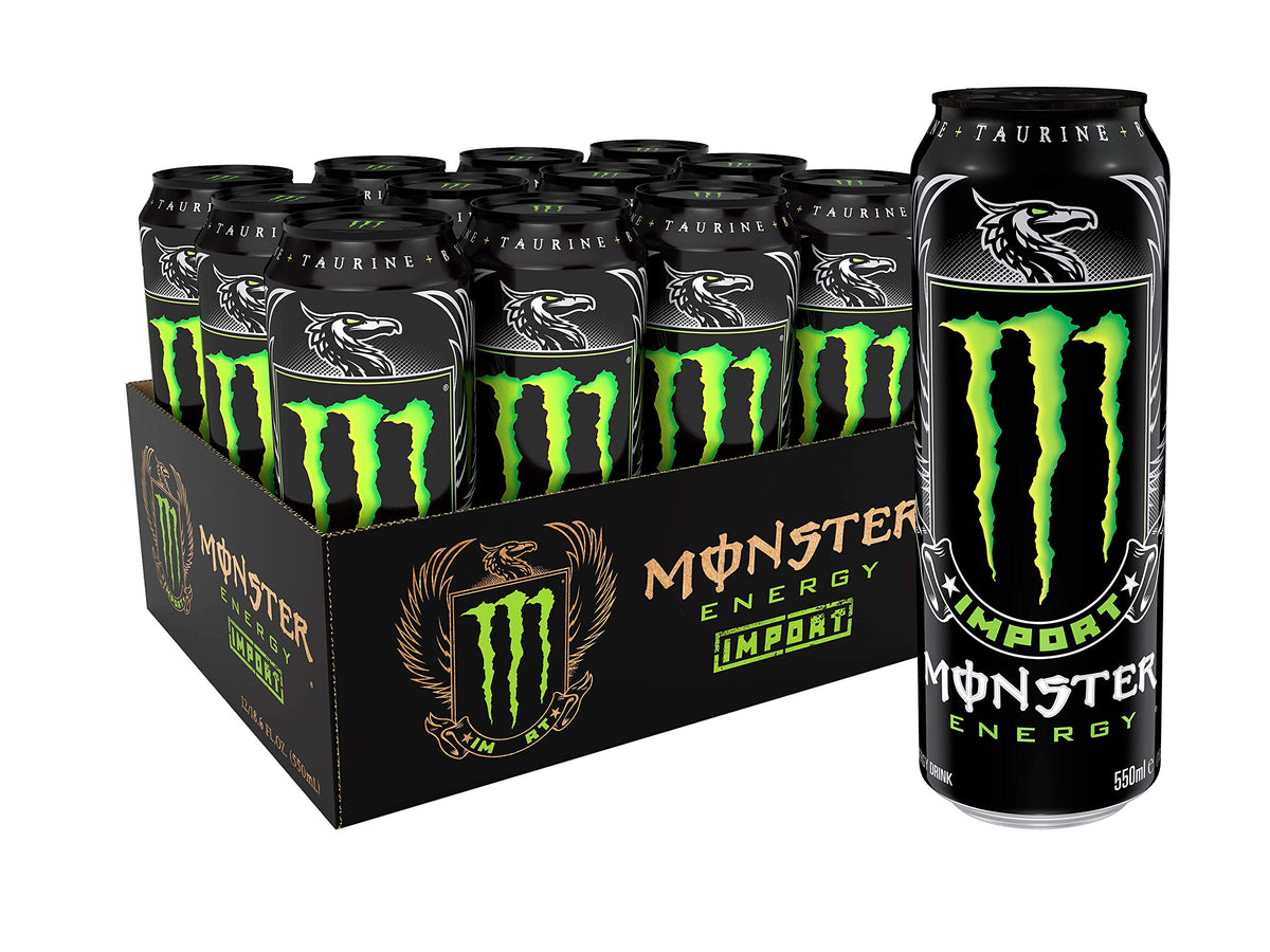 Monster Energy Import front view can for an on-the-go energy boost.
