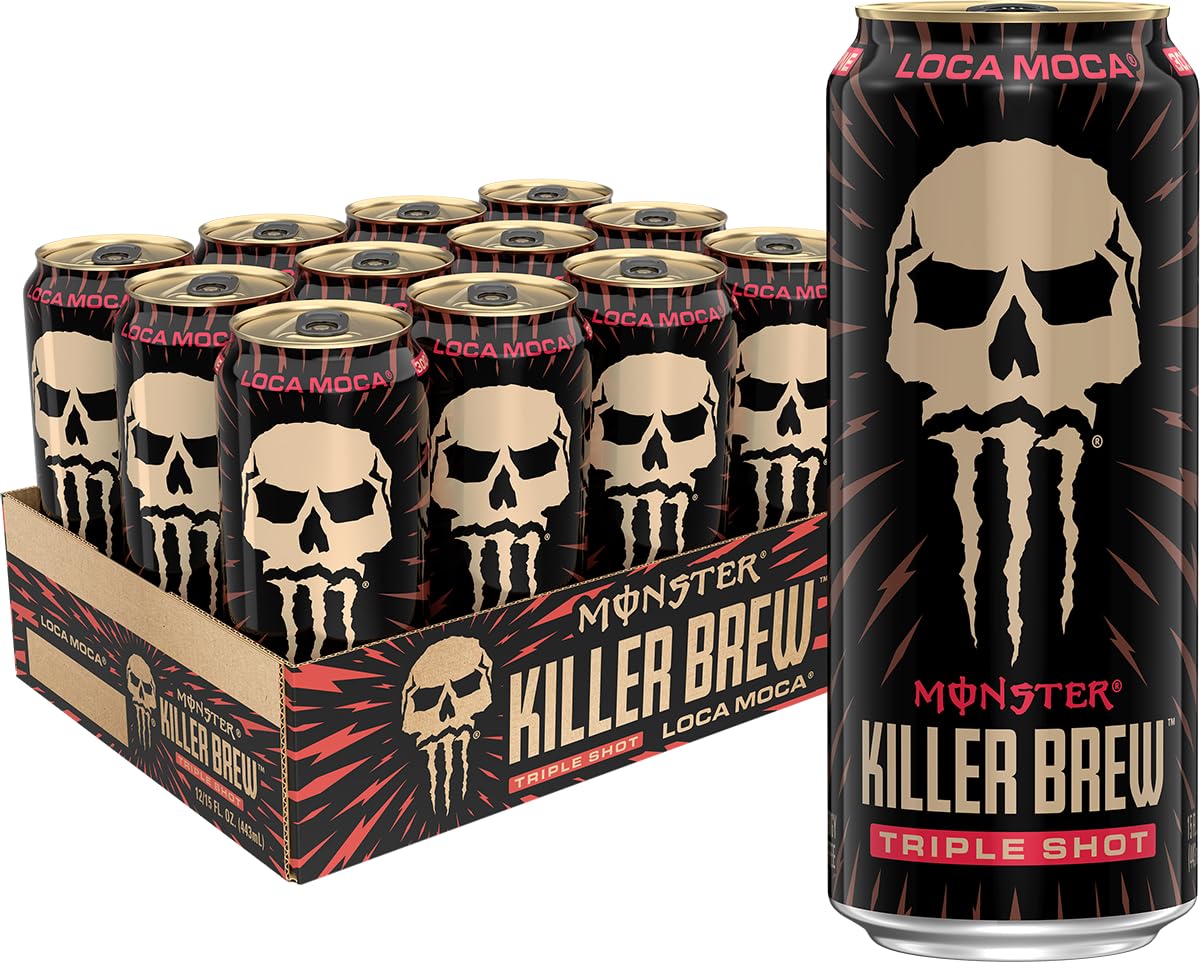Monster Energy Killer Brew Loca Moca bottle shows rich mocha aroma for an energizing start.