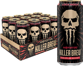 Monster Energy Killer Brew Loca Moca bottle shows rich mocha aroma for an energizing start.