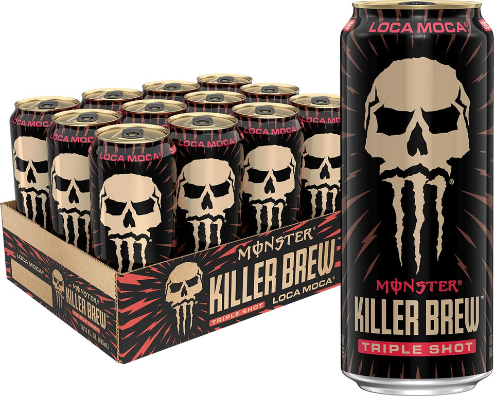 Monster Energy Killer Brew Loca Moca bottle shows rich mocha aroma for an energizing start.