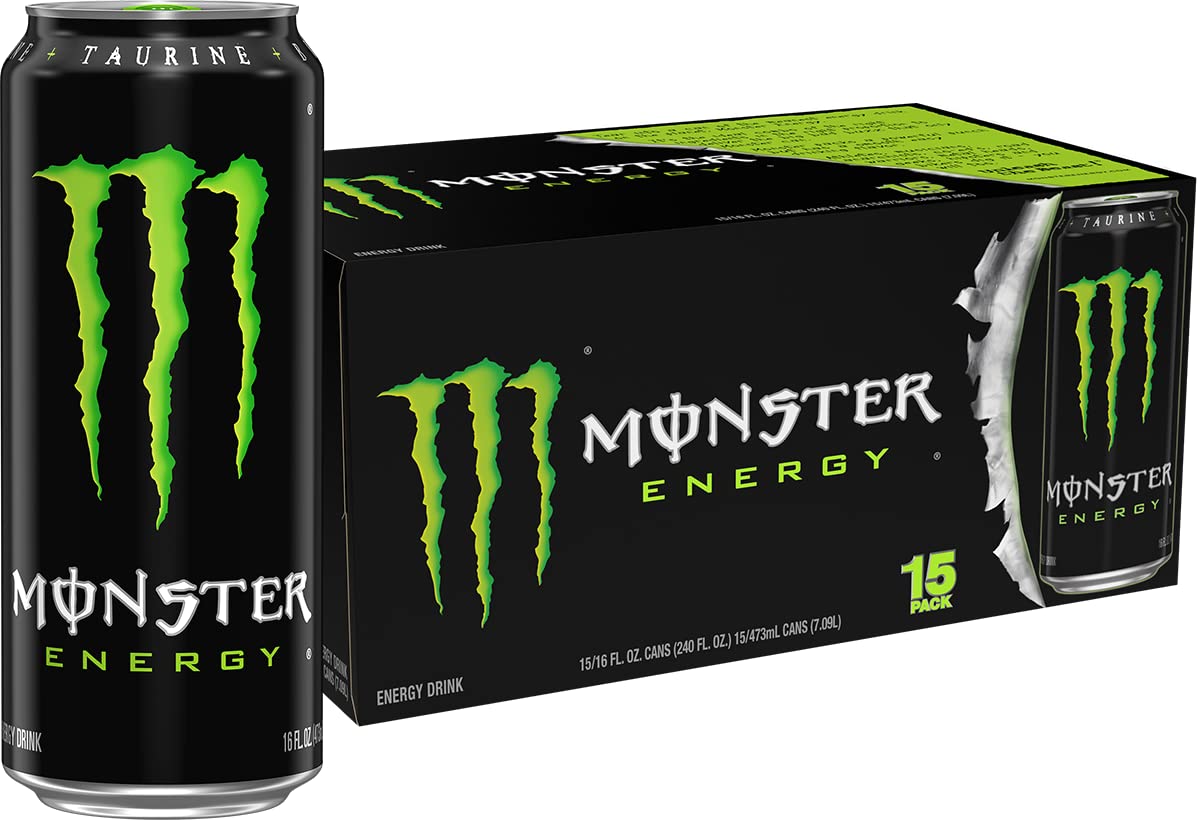 Monster Energy Original Green 16 oz can front view showing bold branding and smooth flavor promise