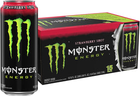 Monster Energy Strawberry Shot can with bold flavor, ideal for workouts