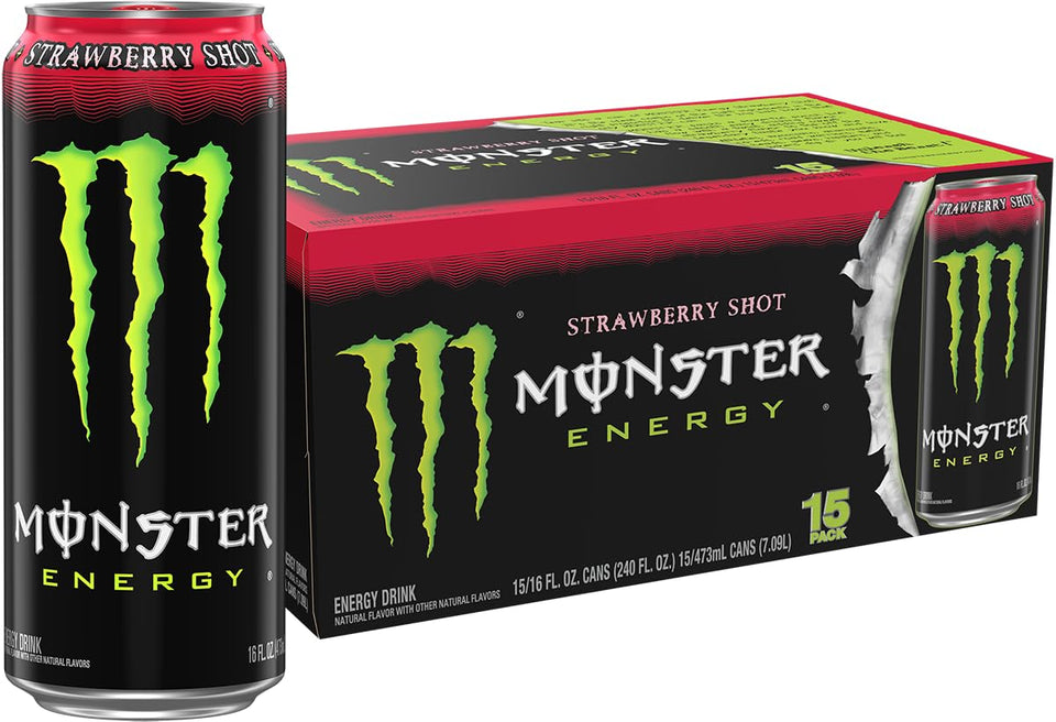 Monster Energy Strawberry Shot can with bold flavor, ideal for workouts
