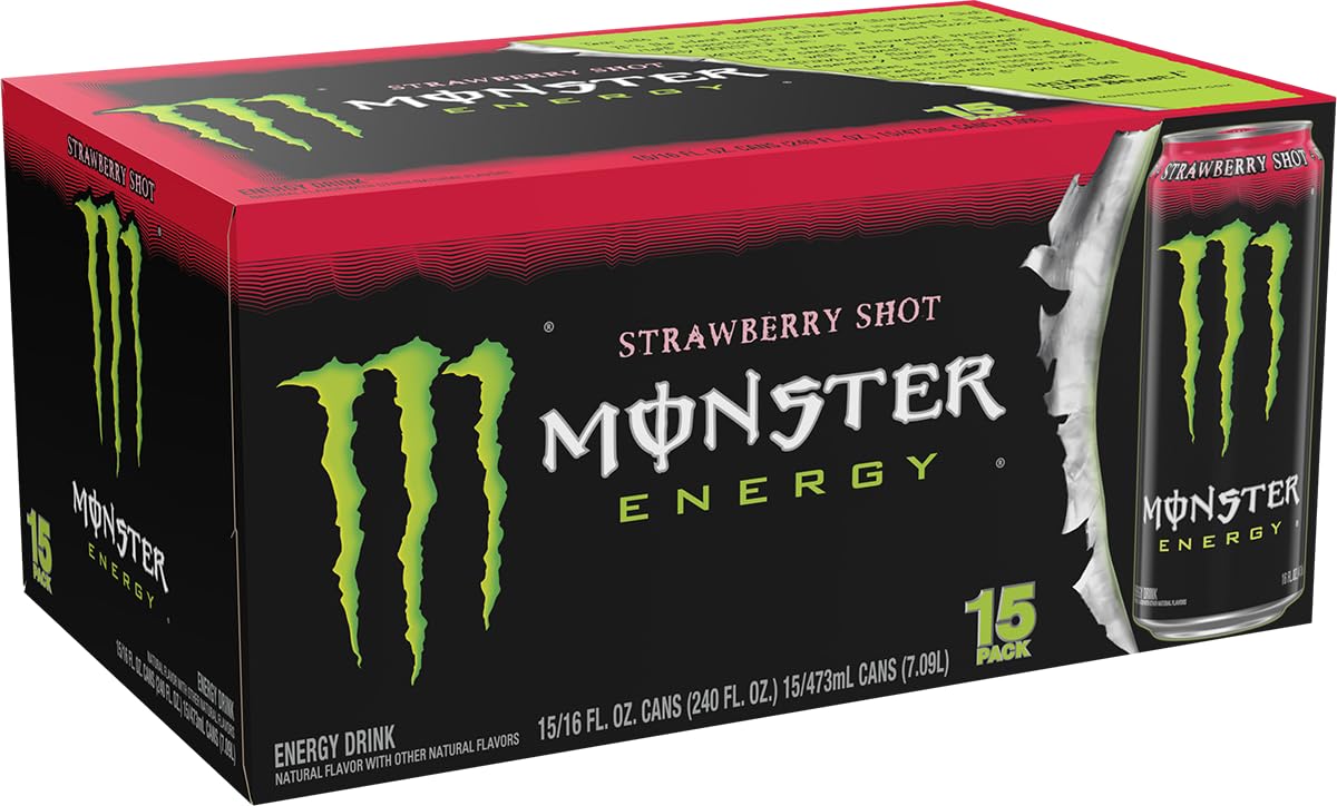 Monster Energy Strawberry Shot front label showing brand and flavor