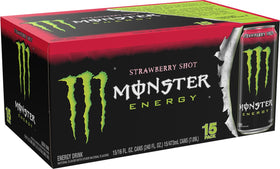 Monster Energy Strawberry Shot front label showing brand and flavor
