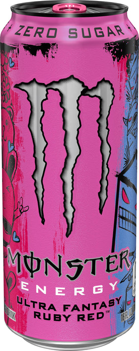 Monster Ultra Fantasy Ruby Red ingredients highlight zero sugar in a crisp formula.