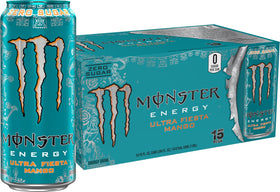 Monster Energy Ultra Fiesta Mango front of can showing bold branding and zero sugar energy.