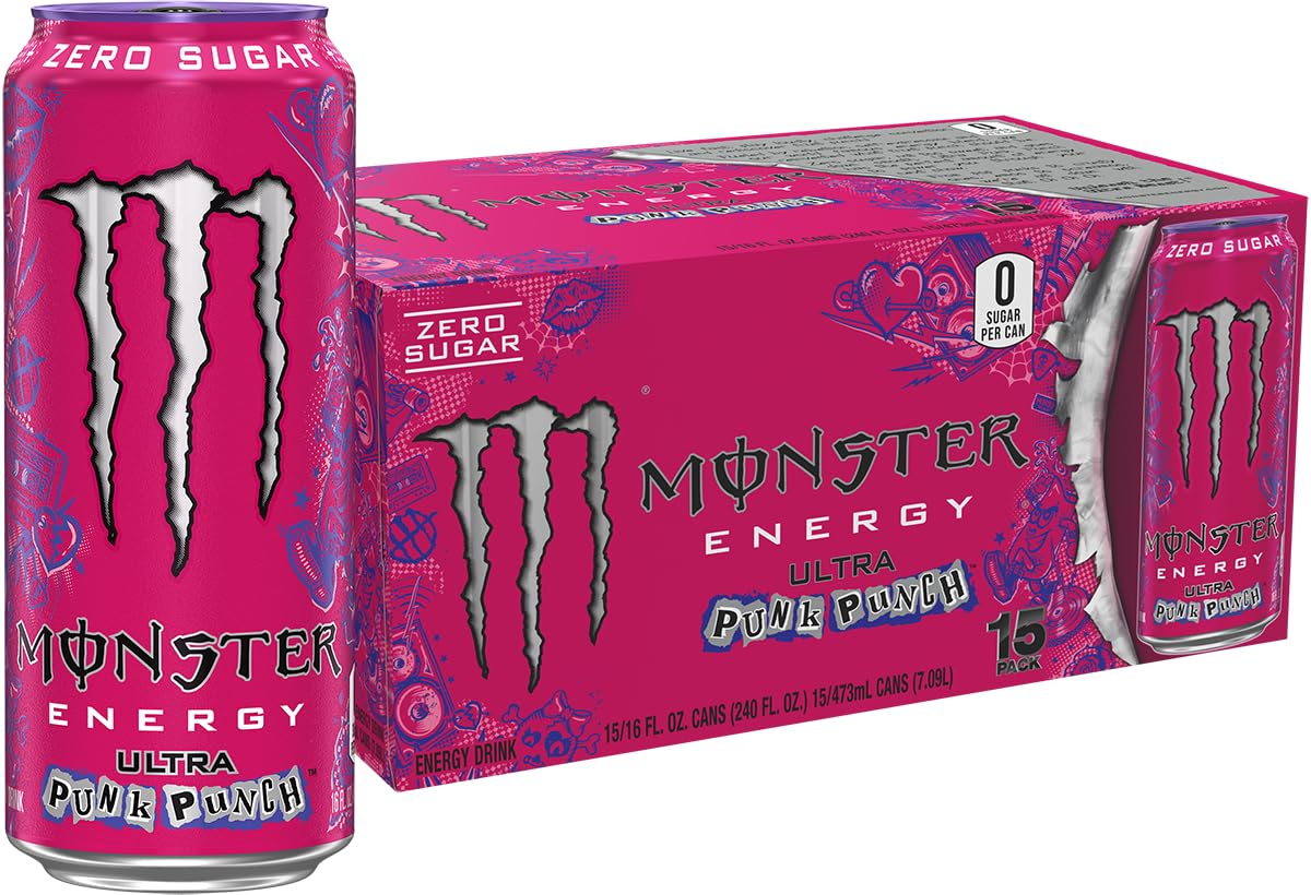 Monster Ultra Punk Punch can with bold fruit punch energy on the go
