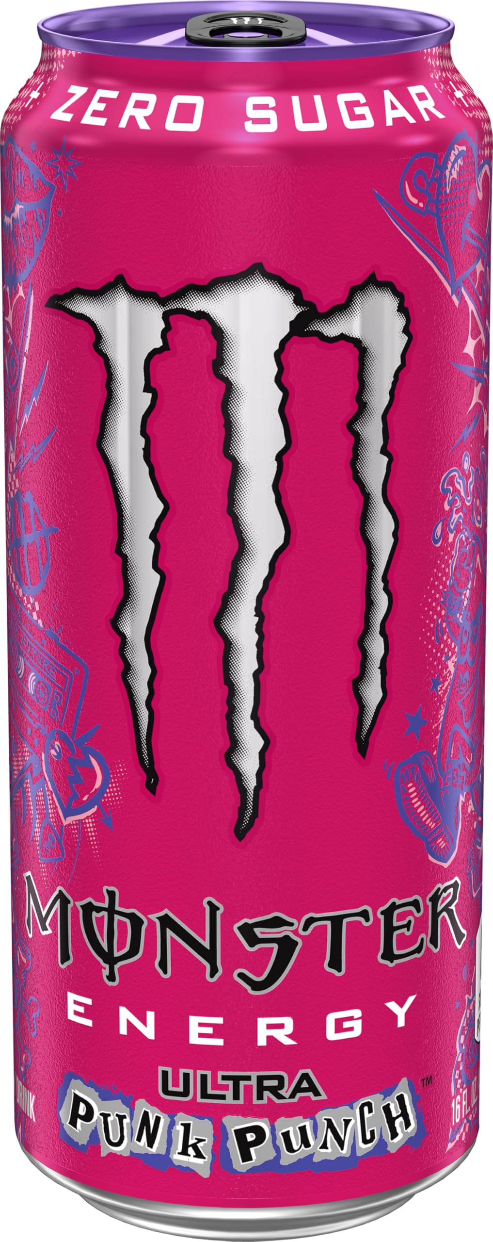 Close-up of Ultra Punk Punch label highlighting crisp flavor and energy blend